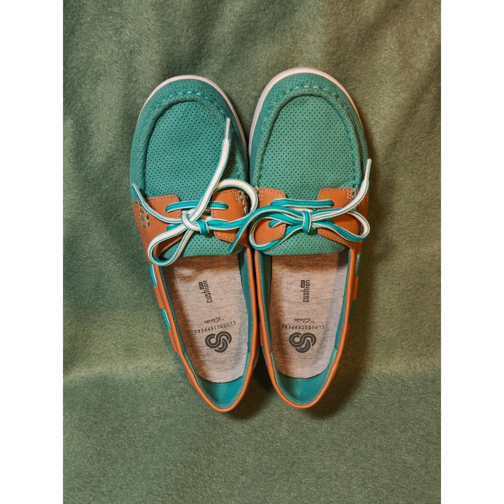 Clarks Cloudsteppers Jocolin Vista Boat Shoes Turquoise Brown Womens 7